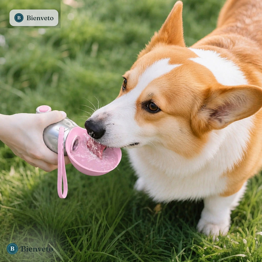 Bienveto HYDRATA — chien en pause hydratation en balade